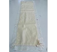 Corredocasa Set Centro 3 Pezzi Rettangolare-Ovale- a Punta/Centrotavola/Runner Elegante con Pizzo Valencienne Lavorazione Artigianale Alta qualità (Biscotto, Runner 40x120cm)