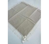 Corredocasa Set Centro 3 Pezzi Rettangolare-Ovale- a Punta/Centrotavola/Runner Elegante Pizzo Valencienne Lavorazione Artigianale Alta qualità per la Vostra Casa (Biscotto, Centroquadrato 90x90cm)