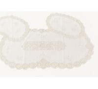 Corredocasa Set Completo Centri 3 Pezzi Puro Lino Ricamo Burano a Mano Beige-Bianco Manifattura Italiana Adatto a Qualsiasi Ambiente Forma Rettangolare e Ovale (Bianco, Misura Standard 40x70 cm)