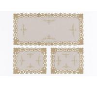 Corredocasa Set Completo Centri 3 Pezzi Puro Lino Ricamo Burano Beige Manifattura Italiana Adatto a Qualsiasi Ambiente Misura Grande 40x70cm e 2 Piccoli 30x40cm (Ecru')