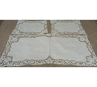 Corredocasa Set Completo Centri 3 Pezzi Puro Lino Ricamo Burano Bianco Manifattura Italiana Adatto a Qualsiasi Ambiente