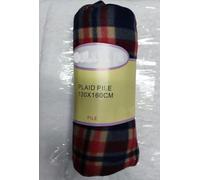 Corredocasa Set da 3 Pezzi Plaid in Pile Morbido Soffice e Leggero con Trama Scozzese Disponibile in Diverse Misure e Colorazioni (Blu/Rosso, 1 Piazza)