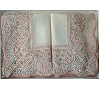 Corredocasa Set di Tris Centrini in Macramè Lavorazione Artigianale Composto da Striscia Runner 40x70 cm. e 2 Centri Piccoli 40x30 cm Disponibili Due Varianti Di Colori - Prodotto Italiano (Rosa)