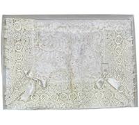 Corredocasa Set di Tris Centrini in Macramè Lavorazione Artigianale Composto da Striscia Runner cm. 40x70 e 2 Centri Piccoli cm. 40x30 Disponibili Due Varianti Di Colori - Made in Italy (Panna)
