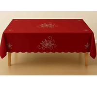 Corredocasa - Tovaglia Natalizia Ricamata 12 Posti 140x240 cm - Impermeabile, Antimacchia, Lavabile - Elegante Stampa Festiva - Ideale per Tavoli da Pranzo e Decorazioni di Natale