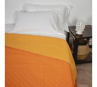 CORREDOCASA - Trapuntino Primaverile/ Estivo Copriletto Quilt Double Face in Morbida Microfibra Misure 180x260 Cm Singolo 1 Piazza (Arancio/Giallo)