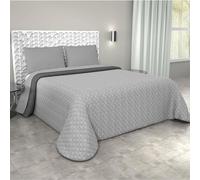 Corredocasa - Trapuntino Primaverile/Estivo Copriletto Trapuntato Quilt Double Face in Morbida Microfibra Piazza e mezza Prodotto in Italia (Grigio Chiaro/Grigio Scuro)