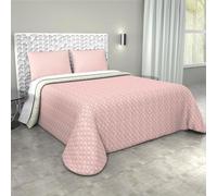 Corredocasa - Trapuntino Primaverile/Estivo Copriletto Trapuntato Quilt Double Face in Morbida Microfibra Misure 245X260 Cm Matrimoniale 2 Piazze Prodotto in Italia (Rosa/Panna)
