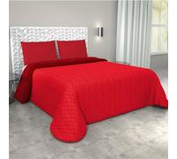 Corredocasa - Trapuntino Primaverile/Estivo Copriletto Trapuntato Quilt Double Face in Morbida Microfibra Made in Italy Misure 245X260 Cm Matrimoniale 2 Piazze (Bordeaux/Rosso)
