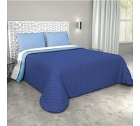 Corredocasa - Trapuntino Primaverile/Estivo Copriletto Trapuntato Quilt Double Face in Morbida Microfibra Misure 245X260 Cm Matrimoniale 2 Piazze Prodotto in Italia (Blu/Celeste)