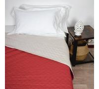 Corredocasa - Trapuntino Primaverile/Estivo Copriletto Trapuntato Quilt Double Face in Morbida Microfibra Singolo 1 Piazza Prodotto in Italia (Rosso/Panna)