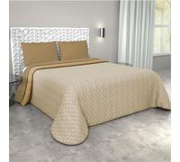 Corredocasa - Trapuntino Primaverile/Estivo Copriletto Trapuntato Quilt Double Face in Morbida Microfibra Misure 245X260 Cm Matrimoniale 2 Piazze Prodotto in Italia (Beige/Panna)