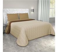 Corredocasa - Trapuntino Primaverile/Estivo Copriletto Trapuntato Quilt Double Face in Morbida Microfibra Singolo 1 Piazza Prodotto in Italia (Marrone/Beige)