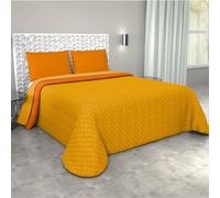 Corredocasa - Trapuntino Primaverile/Estivo Copriletto Trapuntato Quilt Double Face in Morbida Microfibra Misure 245X260 Cm Matrimoniale 2 Piazze Prodotto in Italia (Arancio/Giallo)