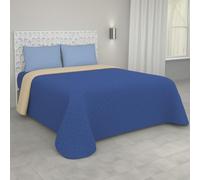 Corredocasa Trapuntino Primaverile Estivo Double Face in Microfibra Made in Italy Copriletto Leggero Lavabile in Lavatrice Quilt 1 Piazza, Piazza e Mezza, Matrimoniale (Blu/Beige, Singolo)