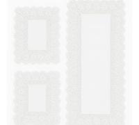 Corredocasa Tris Centrini Ricamati a Mano, Misto Lino Set 1 Runner da Tavola Rettangolare 40x90 cm e 2 Centri Tavola 30x40 cm Centrini Moderni per Mobili, Cucina, Sala da Pranzo (Disegno 3 Bianco)