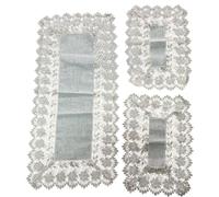 Corredocasa Tris Centrini Ricamati a Mano Misto Lino Set 1 Runner da Tavola Rettangolare e 2 Centri Tavola Centrini Moderni per Mobili Cucina Sala da Pranzo e Camera da Letto (Beige)