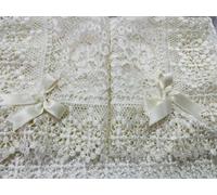 Corredocasa Tris Centrino Articolo Sposa con Macrame' di Pizzo con Manifattura Italiana runner 40 X 80 e due pezzi 30 X 40 Disponibile in Diverse Colorazioni (Panna)