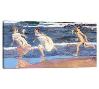 Correndo lungo la spiaggia Stampa su tela di Joaquín Sorolla y Bastida 120 x 60 cm Blu Quadri Decorazione per pareti