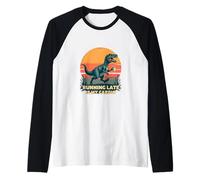 Correre in Ritardo è Il Mio Cardio - Dino Coffee Humor Maglia con Maniche Raglan