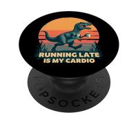 Correre in ritardo è il mio cardio - Dino Coffee Humor PopSockets PopGrip Adesivo