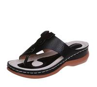 Correttore per Piede Valgo, Sandali con Plateau Ortopedici E Comodi con Supporto per L'Arco Plantare per Donna con Zeppa, Infradito per Correzione Dell'alluce Valgo da Donna(Black,38 EU)