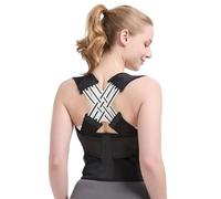Correttore Posturale Spalle e Schiena Uomo Donna, Fascia Lombare Supporto Schiena per Schiena Dritta, Busto Posturale Regolabile e Traspirante, Design a X per Correzione Postura, Nero, Taglia L