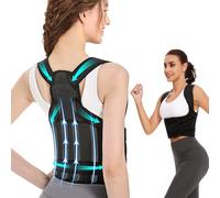 Correzione posturale per uomo e donna - Supporto per schiena dritto, tracolla regolabile, correzione postura, allevia lombare, dolore alle spalle e alla schiena, nero, S