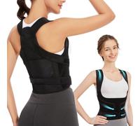 Correzione posturale per uomo e donna - Supporto per schiena dritto, tracolla regolabile, correzione postura, allevia lombare, dolore alle spalle e alla schiena, nero, M