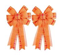 Corri di fiocchi, fiocchi del Ringraziamento in 2 pezzi, plaid di bufalo arancione, decorativi per artigianato, porta d'ingresso, cucina vacanza, raccolta autunnale, decorazione per la casa di