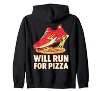 Corridore Che corre Divertente correrà per i corridori Amanti della Pizza Felpa con Cappuccio