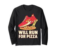 Corridore Che corre Divertente correrà per i corridori Amanti della Pizza Maglia a Manica
