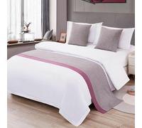 Corridore da letto a due colori in cotone e lino, sciarpa per letto matrimoniale King Size di qualità alberghiera, decorazione per letti per casa e hotel- Gray 3|| 50x240cm for 1.8m bed