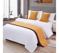 Corridore da letto a due colori in cotone e lino, sciarpa per letto matrimoniale King Size di qualità alberghiera, decorazione per letti per casa e hotel- Yellow|| 50x210cm for 1.5m bed