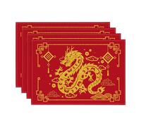Corridore da tavolo rosso e giallo accattivante con motivo drago zodiacale cines
