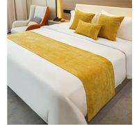 Corridore Del Letto Di Chenille E Cuscini Abbinati, Asciugamano Da Letto Di Hotel E Per Le Pensioni, Coperto Di Letto Semplice, Sciarpa A Letto Morbido-Yellow||240X50cm for 1.8m Bed
