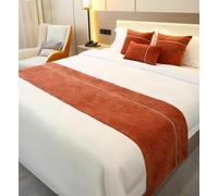 Corridore Del Letto Di Chenille E Cuscini Abbinati, Asciugamano Da Letto Di Hotel E Per Le Pensioni, Coperto Di Letto Semplice, Sciarpa A Letto Morbido-Red||1*Pillowcase