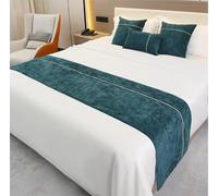 Corridore Del Letto Di Chenille E Cuscini Abbinati, Asciugamano Da Letto Di Hotel E Per Le Pensioni, Coperto Di Letto Semplice, Sciarpa A Letto Morbido-Green||210X50cm for 1.5m Bed