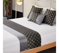 Corridori da Letto E Copertura Abbinata, Patchwork Letto Runner Capesante Jacquard Moderno Lusso Letto Sciarpa Hotel Guesthouse Biancheria da Letto Decor, Black, Pillowcase*1