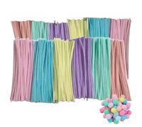 Corrie creative per compiti - bastoncini sfocati colorati con pompon | Filo di Ciniglia per hobby fai da te | Kit di attrezzature artistiche per decorazioni artigianali per la ma