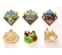 Corriere Exp. - 6 Pezzi di Calamite MAGNETI per FRIGO Souvenir Roma Italia - Com