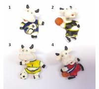 Corriere Exp. - SET 12PZ Calamita Magnete Frigo Resina PORTAFORTUNA MUCCA SPORT