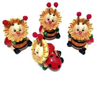 Corriere Exp. - SET 4 COCCINELLA GIRASOLE PORTAFORTUNA IN TERRACOTTA DIPINTE A