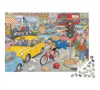 Corriere in bicicletta nel traffico della città Puzzle in Legno Impermeabile DIY Puzzles Da 1000 Pezzi Regali Per Adulti Divertenti Giochi Educativi