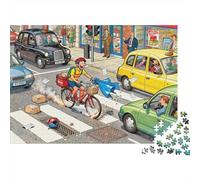 Corriere in bicicletta nel traffico della città Puzzle in Legno Impermeabile Puzzles Da 1000 Pezzi Per Adulti Divertenti Per Decorazioni Domestiche