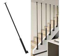 Corrimano a forma di L in metallo, nero/oro scala guardrail antiscivolo Maniglia Bar, pavimento a soffitto montato scala Rail ringhiera per ringhiera interna per loft, ville(Nero,1.3 FT/40 CM)