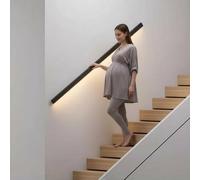 Corrimano A LED Per Scale Interne, Ringhiera In Alluminio Illuminata Ringhiera Di Sicurezza A Parete Sistema Di Rilevamento Del Corpo Umano Per Scale Di Corridoi Di Ville(Black-4000k,180cm/5.9ft)