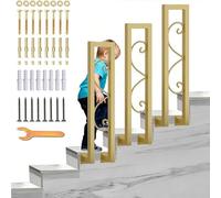 Corrimano a montaggio laterale per gradini interni Ringhiera per scale esterne - Picchetto per corrimano per portico in ferro battuto industriale nero dorato Adatto per 1 gradino(Gold,95cm(2.1ft))