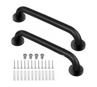 Corrimano da bagno in acciaio inossidabile 2 pezzi, corrimano a parete nel bagno, corrimano di sicurezza neri for il set da bagno(Black)
