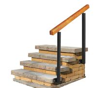 Corrimano da esterno in legno massello per scale a 2 o 5 gradini ringhiera di transizione con 2 pali in ferro battuto per una maggiore sicurezza e stabilità, ideale per uso domestico e giardino